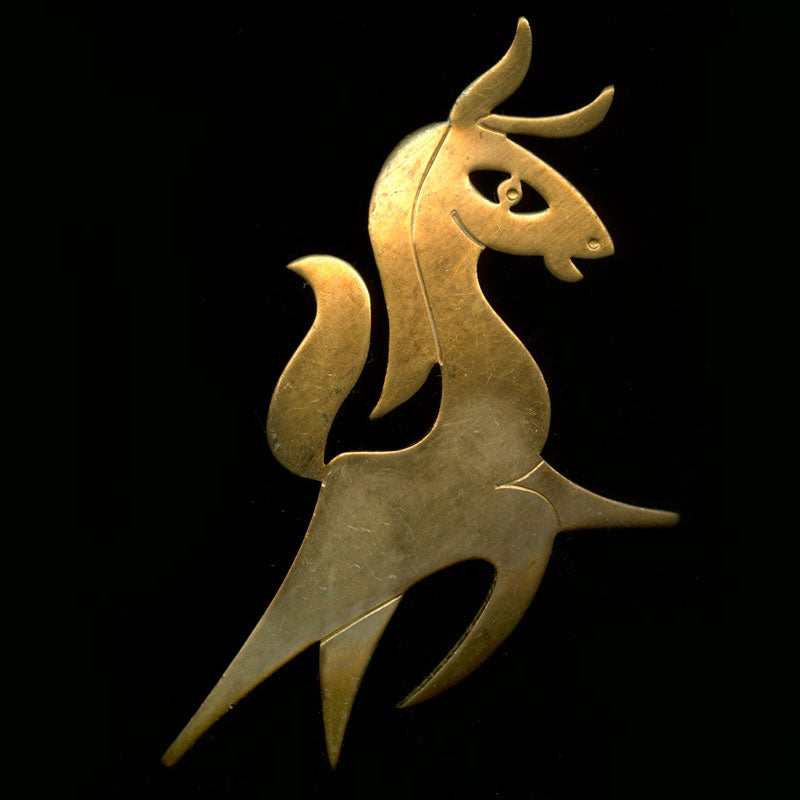 Vintage retro style brass stamping of a horse. 1960s. 60x70mm 1 piece. 