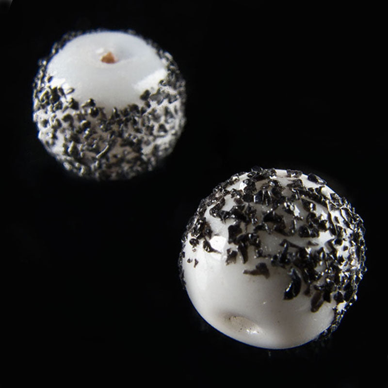 B11-BW-0345 Vintage Black and White German Sugar Beads. 8mm. Pkg of 5