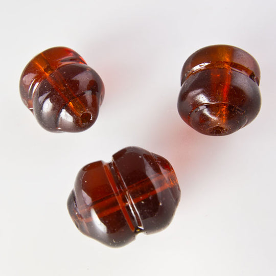 Vintage pressed glass bead West Germany. 10x8mm. Pkg of 6. b11-yo-0860(e)