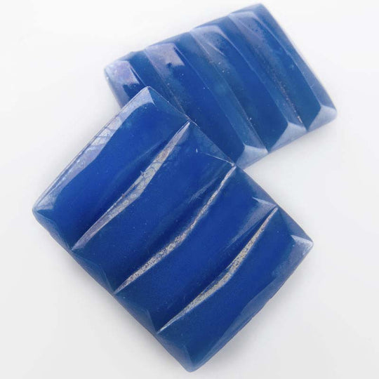 Art Deco Blue Glass Cabochon. Rectangular, 1920's. 16x12mm Pkg 2. b5-730