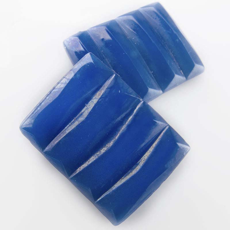 Art Deco Bohemian lapis glass rectangular geometric stone 16x12mm Pkg of 2