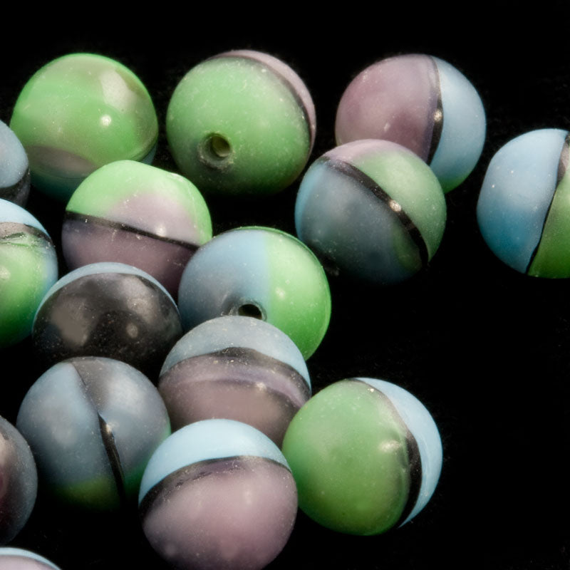 Vintage tri-color top drilled rounds with silver band 7mm Czechoslovakia Pkg of 20. 