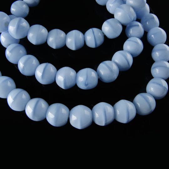 Vintage blue opal rounds with stripe, Czechoslovakia 6mm. Package of 25. b11-bl-1161