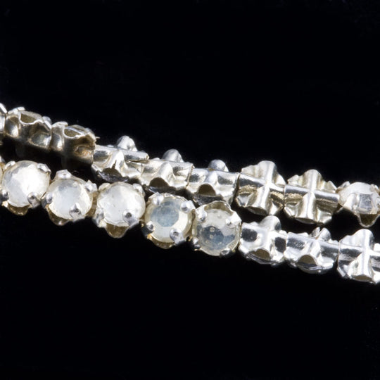 Vintage Austrian crystal and silver metal cross hole rose montees, 4.5mm, 24 pieces. b17-174(e)