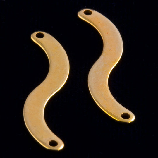 Vintage gold plated S shaped flat connector. 35x5mm. France. Pkg of 10. b9-2040