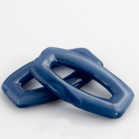 Dusty Blue Art Deco Glass Rectangular Ring, 23x13mm. Gablonz. Pkg 1. b11-bl-1173