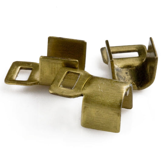 Vintage brass foldover 5mm cord ends pkg of 10. b9-2043(e)