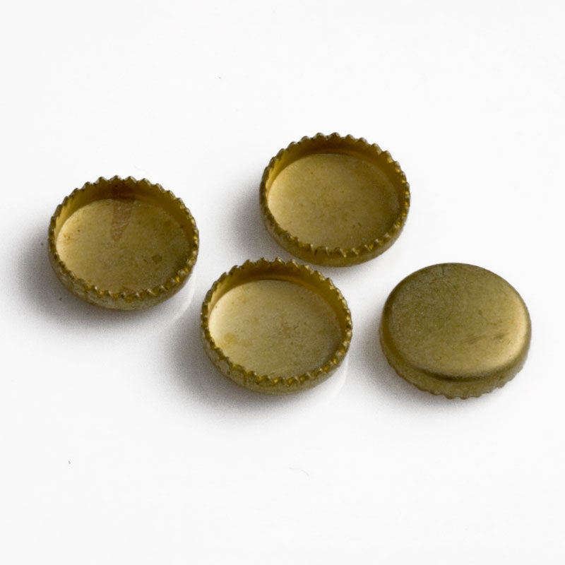 Brass bezel setting for a 4mm flat round cabochon, 10 pieces