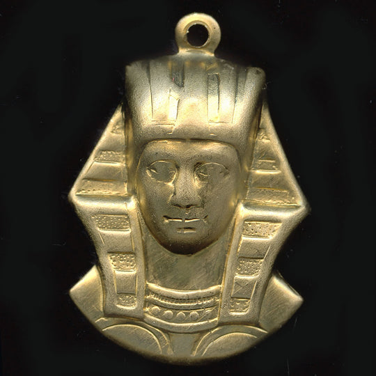 King Tut pharoah stamped solid brass charm.27x17mm. 4 pcs. b9-2046