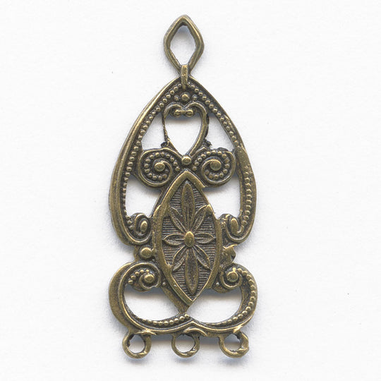 Vintage stamped brass chandelier, 26x11mm, 2 pcs. b9-2047(e)