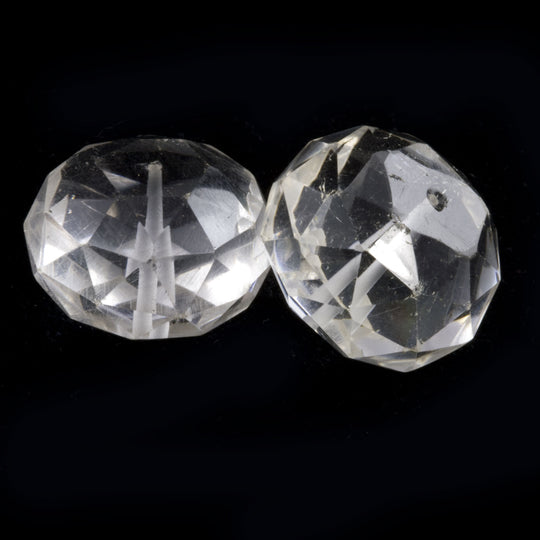 Vintage carved quartz crystal faceted wheel avg size 25x16mm 1 pc. b4-qua345-1