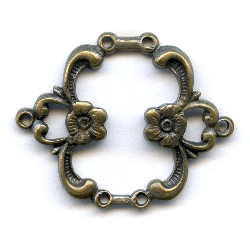 Oxidized brass 2 ring connector 25x20mm 2pcs.