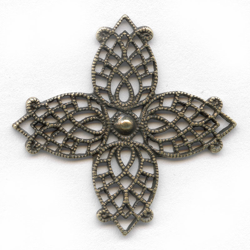 Oxidized yellow brass filigree from Germany, great for wrapping, 28mm 1 pc.