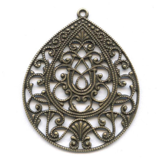 Oxidized yellow brass filigree from Germany 37x30mm 1 pc. B9-2067(e)