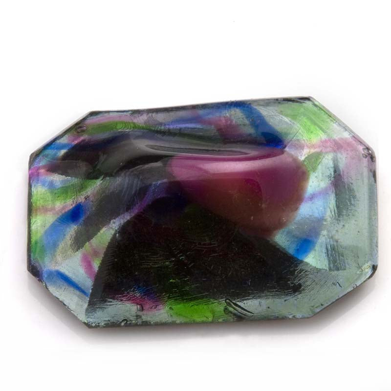 Stunning rainbow foiled domed octagonal stone. 33x24mm 1 piece.