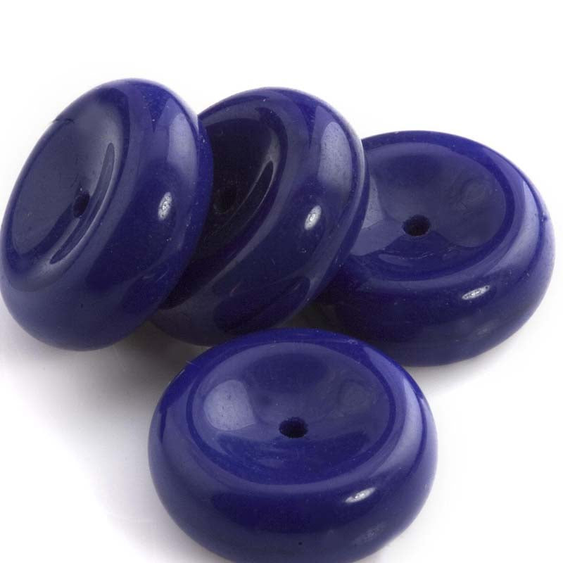 Vintage opaque cobalt blue cupped rondelles, 5x14mm 6 pcs.