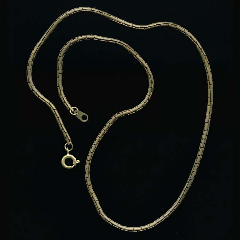 Vintage brass finished snake chain with clasp. 15.5 inches.