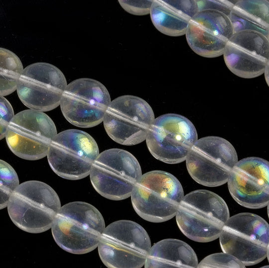 Contemporary Czech smooth glass rounds with AB finish. 12 mm.  Pkg. of 10. b11-cr-0858(e)