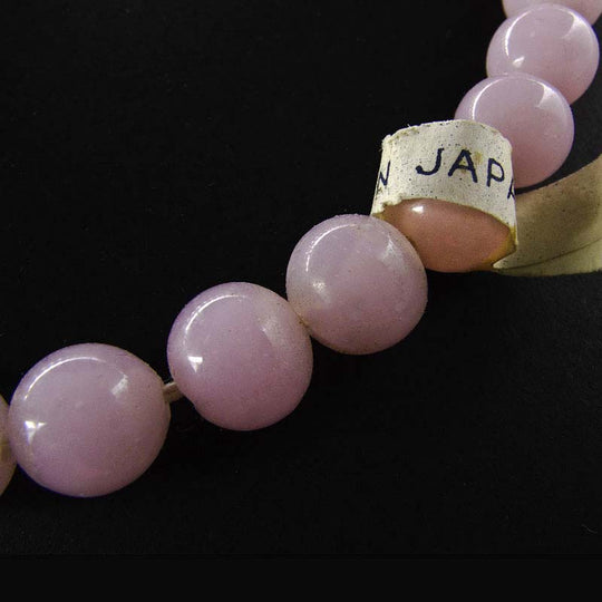 Vintage cloudy and translucent hand made rose pink opal rounds 8mm Japan 12 pcs. b11-pp-1045(e)