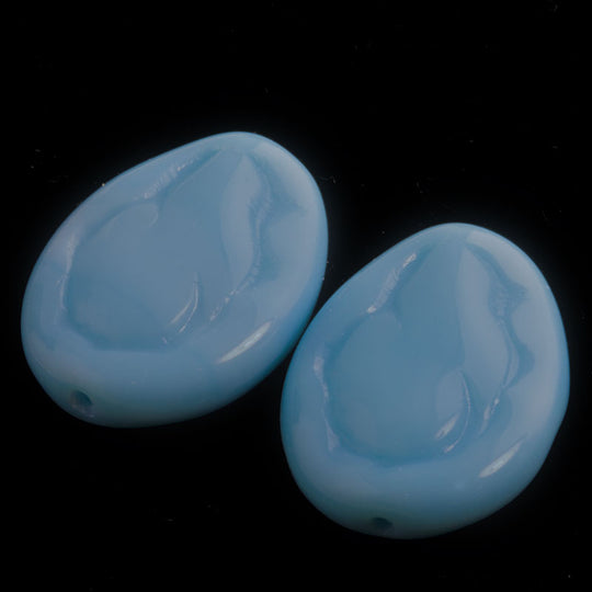 Contemporary Czech aqua blue Madonna beads, 22x17mm. 10 pcs. b11-bl-1182