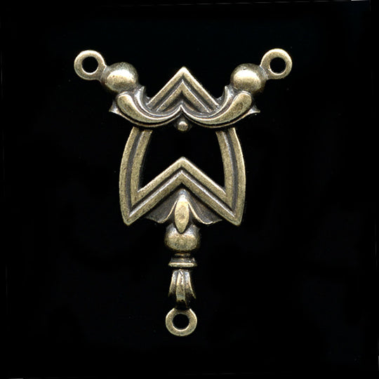 Art Nouveau style oxidized brass lavaliere 25x20mm 1 pc. b9-2085