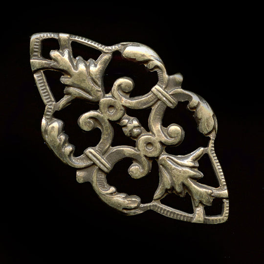 Oxidized stamped brass connector. 30x15mm. Package of 2. b9-2086(e)