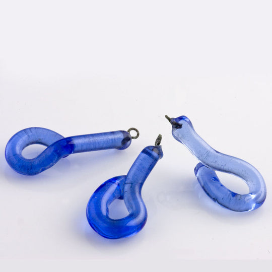 Sapphire Blue Lampwork Glass Pendant, on wire. Japan.  Pkg 6. b11-bl-1183