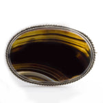 Victorian banded agate and sterling silver brooch
