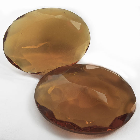 Vintage faceted madeira glass stone 40x30mm 1 pc. b5-792(e)