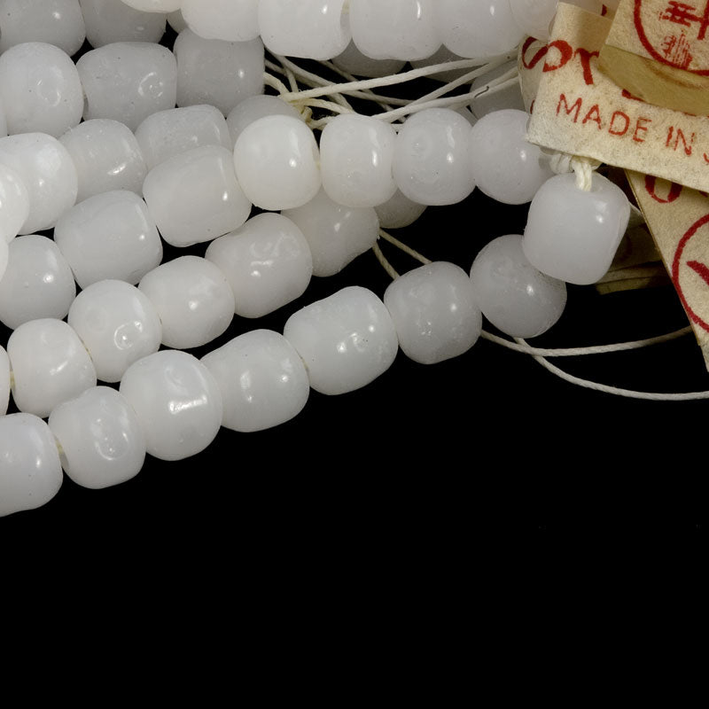 Vintage Superior Bead brand white opal 5mm glass nugget beads Japan 15 inch strand.