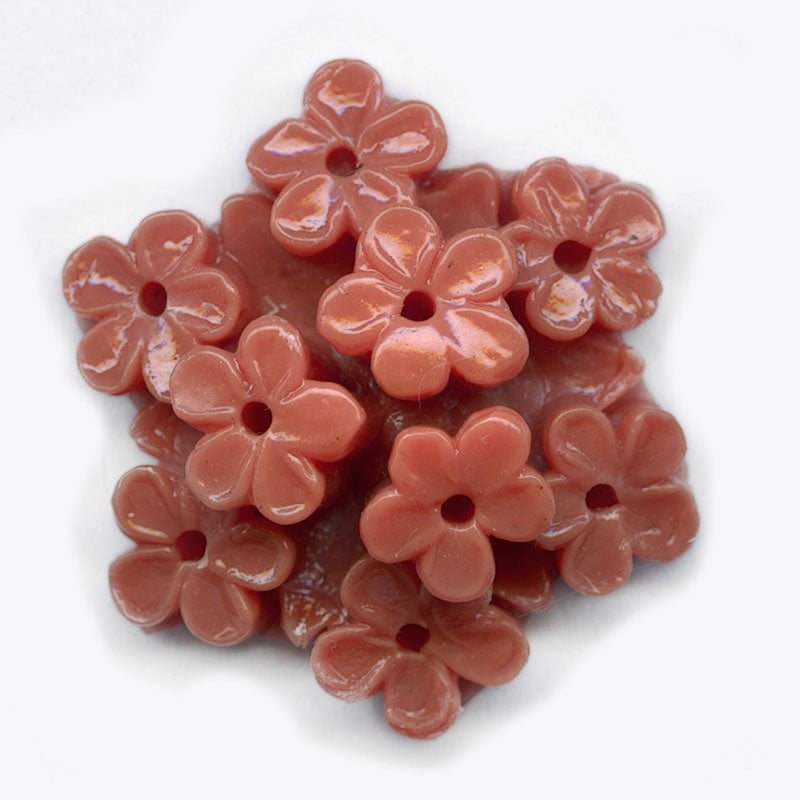 Vintage flat back plastic coral flat back floral stone, 22mm diameter package of 2.