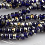 Mixed strand of faceted blue, silvered and AB rondelles 2x4mm. 5.5 inch strand of 50 beads.