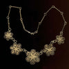 Vintage silver vermeil filigree flower link necklace. j-nlvs741