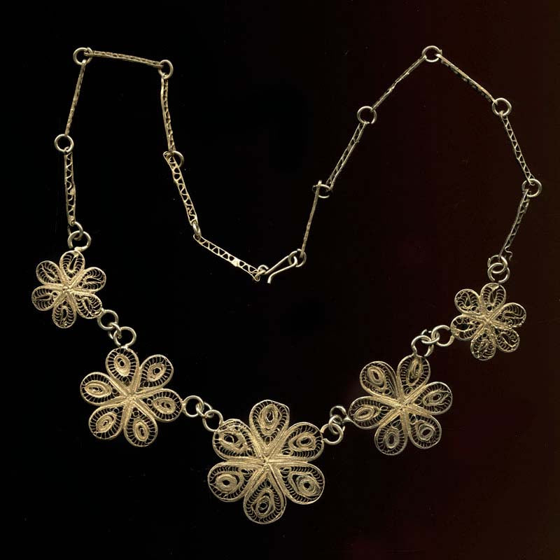 Vintage silver vermeil filigree flower link necklace. j-nlvs741 – Earthly  Adornments