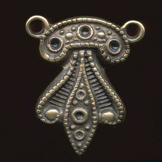 Stamped oxidized brass connector w/ rhinestone settings. 15x10mm Pkg of 4. b9-0560