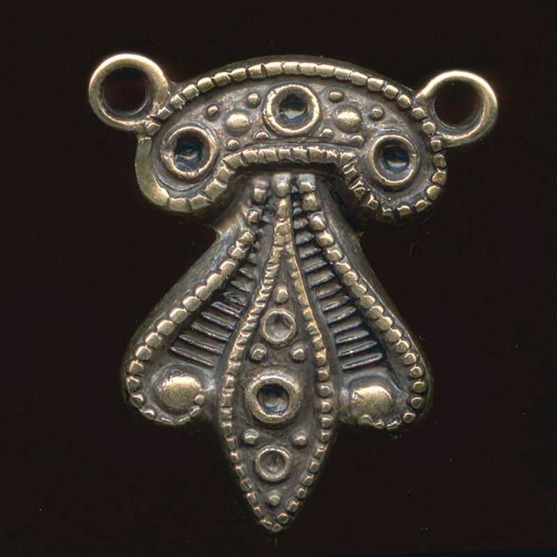 Stamped oxidized brass connector w/ rhinestone settings. 15x10mm Pkg of 4.
