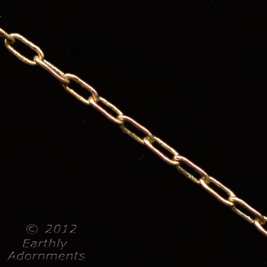 Vintage solid red brass fine cable chain. 2.5x1mm. 3 foot length. b12-chn534
