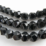 Vintage jet glass hand-faceted English cut. Czechoslovakia. 7mm Strand of 25. 