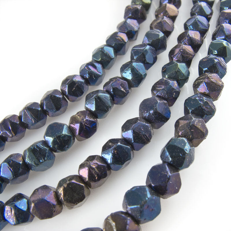 Vintage West German English cut iris faceted rounds 5mm Pkg of 50.