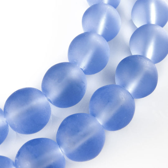 Vintage frosted sapphire 7mm rounds, Czechoslovakia Pkg of 12. b11-bl-2026(e)