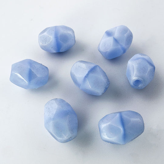 Vintage opaque satin glass molded bicones, pre-war Czechoslovakia, 9x7mm. Strand of 25. b11-bl-1156