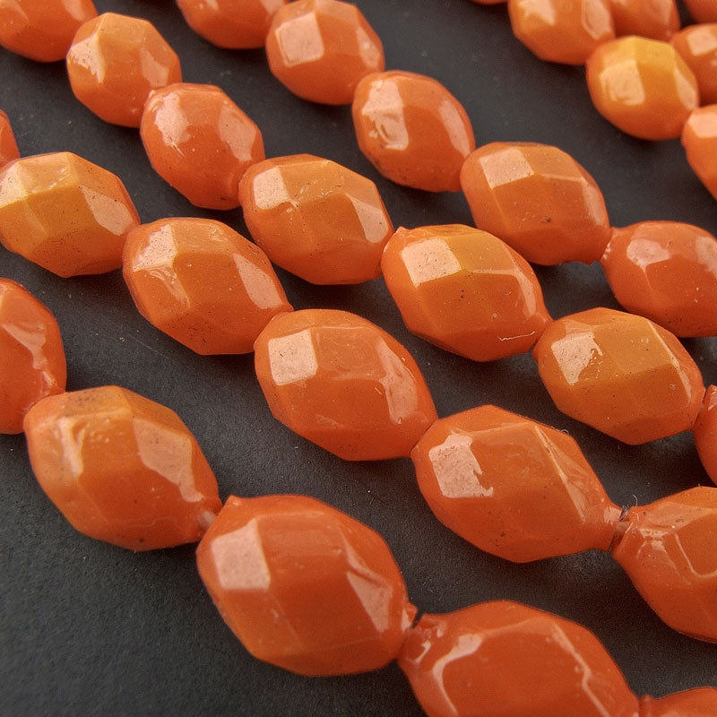 Vintage rare hollow glass faceted oval Japan 9x6mm Pkg of 25.