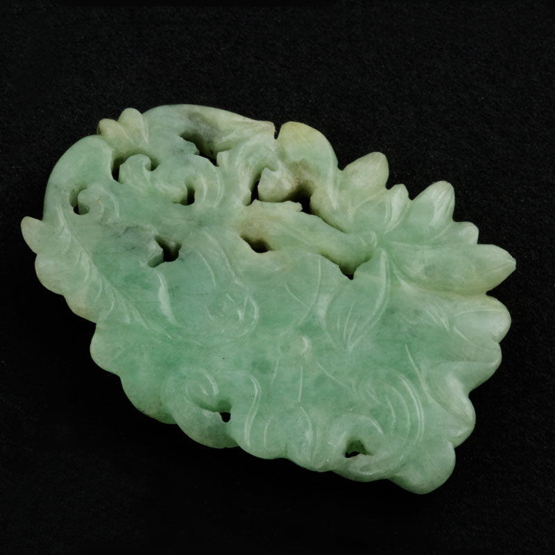 Vintage jadeite foliar design carved pendant