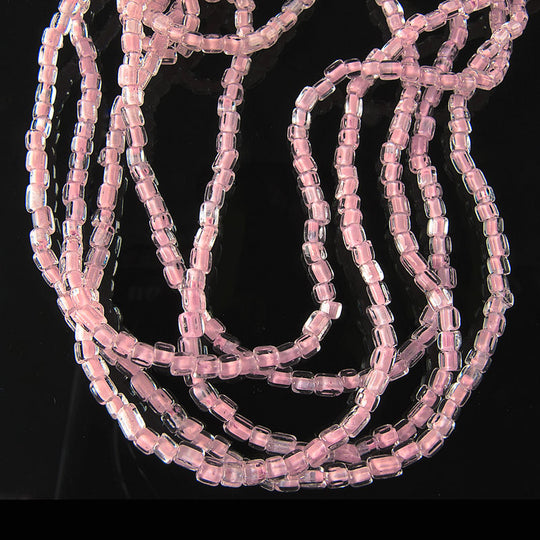 Antique Italian hex cut colored core crystal seed beads, size 10, 18-gram hank. b17-162