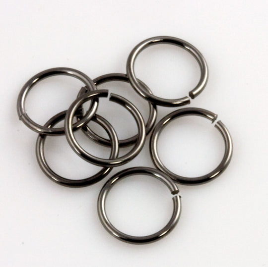 b9-1074-Gunmetal finish jump rings, 10mm. Package of 25
