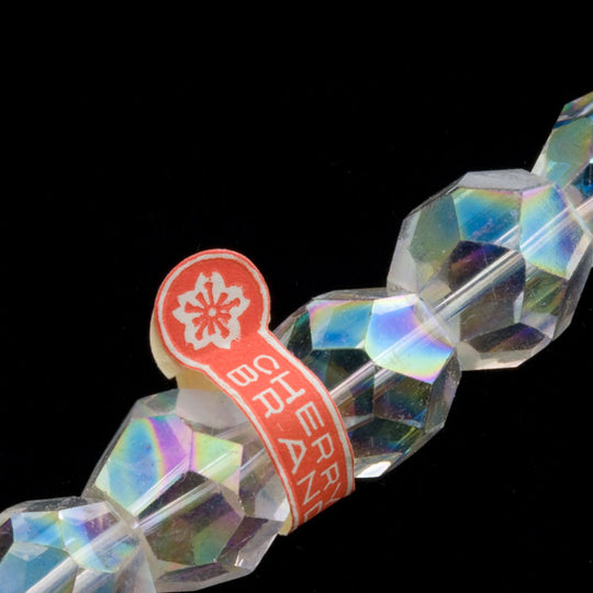 b11-cr-0579-Vintage Japanese Cherry brand AB tin-cut faceted rounds 14mm pkg of 2