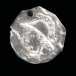 Vintage Stamped Ancient Warrior Coin Charms. Oxidized Silver Metal. Single hole. 21mm. Pkg. of 4. 