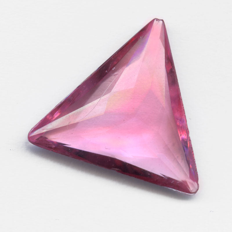 Vintage Czech rose faceted triangular glass stone . 22x19mm, pkg of 1. 