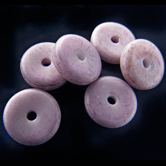 Vintage Japanese mauve matte glass disks, 8x1.5mm, Pkg of 20. b11-pp-1012(e)