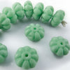 Vintage opaque mint green fluted flower rondelles10x5mm, Japan, Pkg of 12.